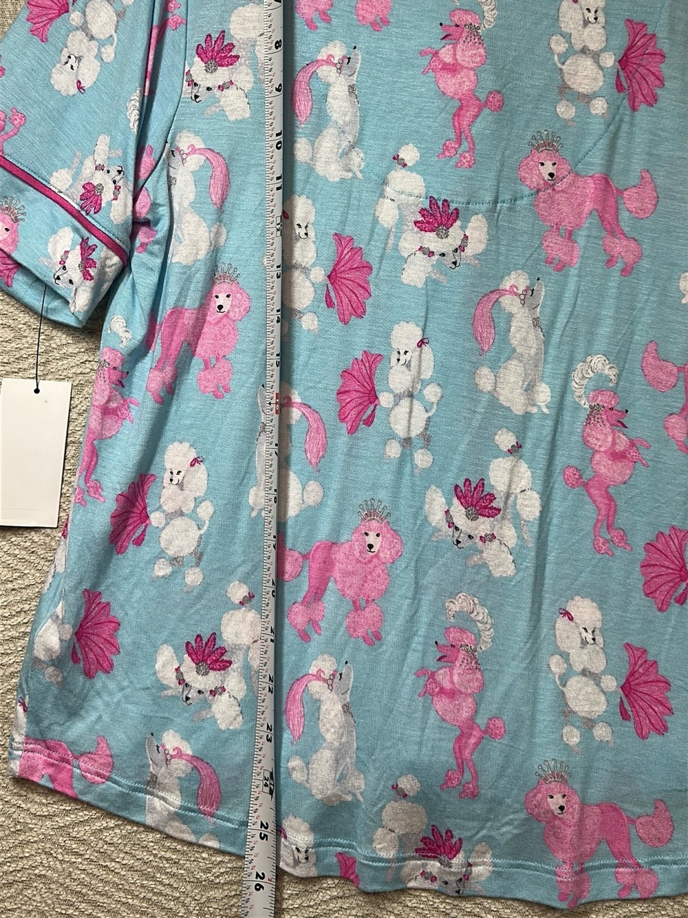 Room Service Pastel Blue & Pink Poodle Pajama set with shirt sleeves M NWT $64 - Picture 5 of 8